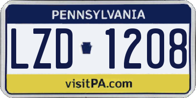 PA license plate LZD1208