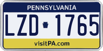 PA license plate LZD1765