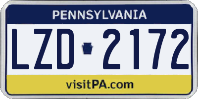 PA license plate LZD2172
