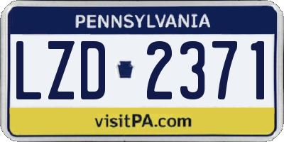 PA license plate LZD2371