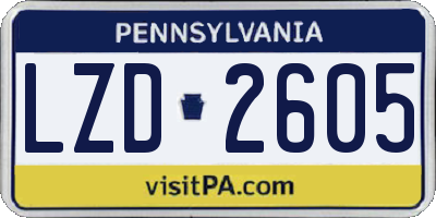 PA license plate LZD2605