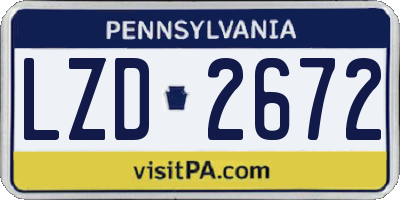 PA license plate LZD2672