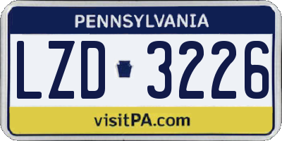 PA license plate LZD3226