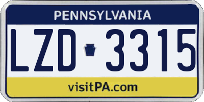 PA license plate LZD3315