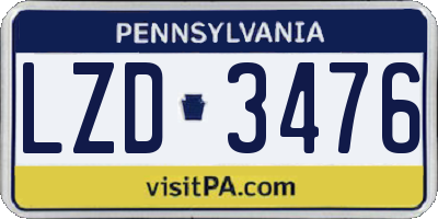 PA license plate LZD3476