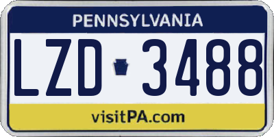 PA license plate LZD3488