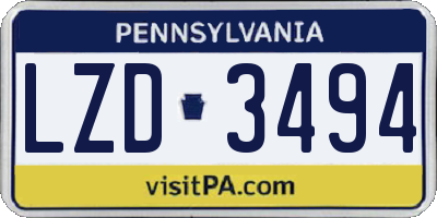 PA license plate LZD3494