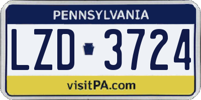 PA license plate LZD3724