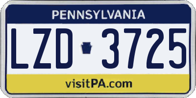 PA license plate LZD3725