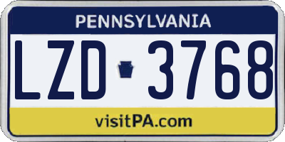 PA license plate LZD3768