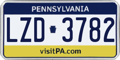 PA license plate LZD3782