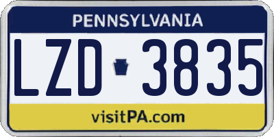 PA license plate LZD3835