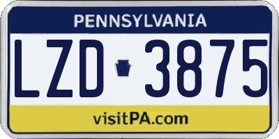 PA license plate LZD3875