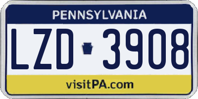 PA license plate LZD3908