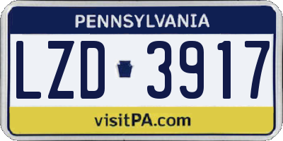 PA license plate LZD3917