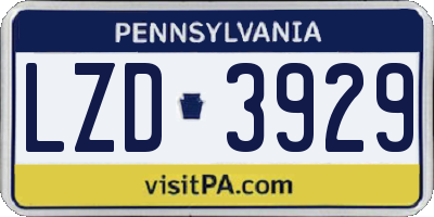 PA license plate LZD3929