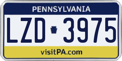 PA license plate LZD3975