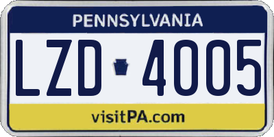 PA license plate LZD4005