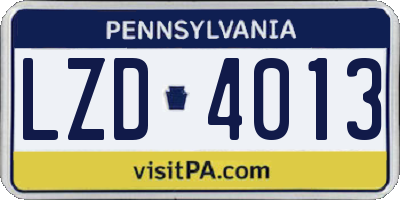 PA license plate LZD4013