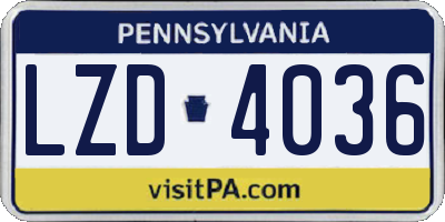 PA license plate LZD4036