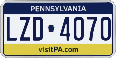 PA license plate LZD4070