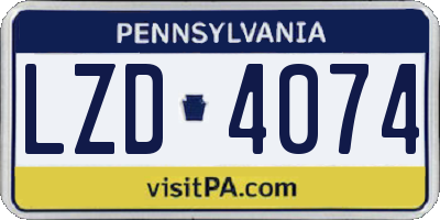 PA license plate LZD4074