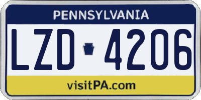 PA license plate LZD4206