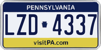 PA license plate LZD4337