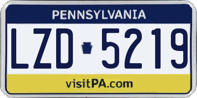 PA license plate LZD5219