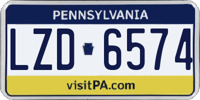 PA license plate LZD6574