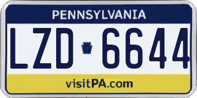 PA license plate LZD6644