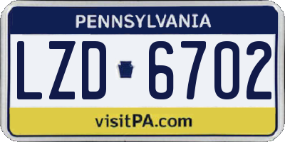 PA license plate LZD6702