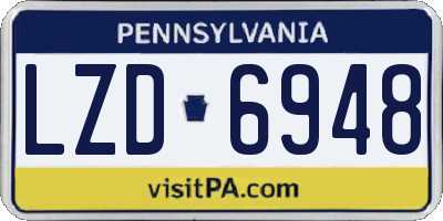 PA license plate LZD6948