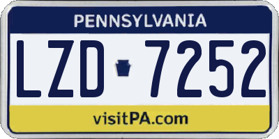 PA license plate LZD7252