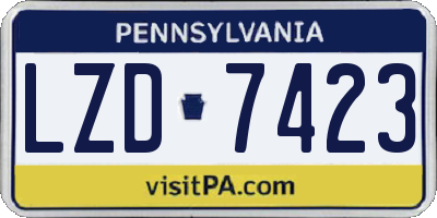PA license plate LZD7423