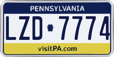 PA license plate LZD7774