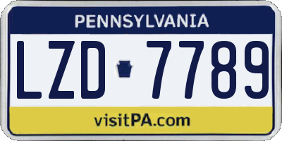 PA license plate LZD7789