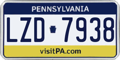 PA license plate LZD7938