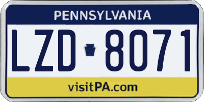 PA license plate LZD8071