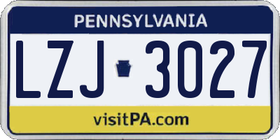 PA license plate LZJ3027