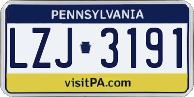 PA license plate LZJ3191