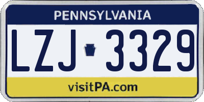 PA license plate LZJ3329