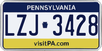 PA license plate LZJ3428