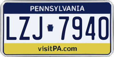 PA license plate LZJ7940