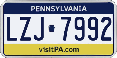 PA license plate LZJ7992