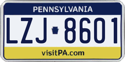 PA license plate LZJ8601