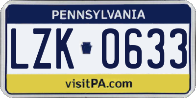 PA license plate LZK0633