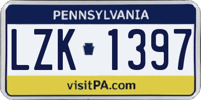 PA license plate LZK1397