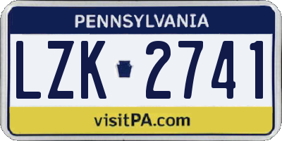 PA license plate LZK2741