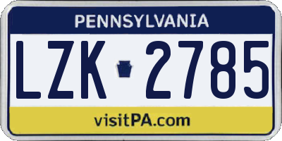 PA license plate LZK2785